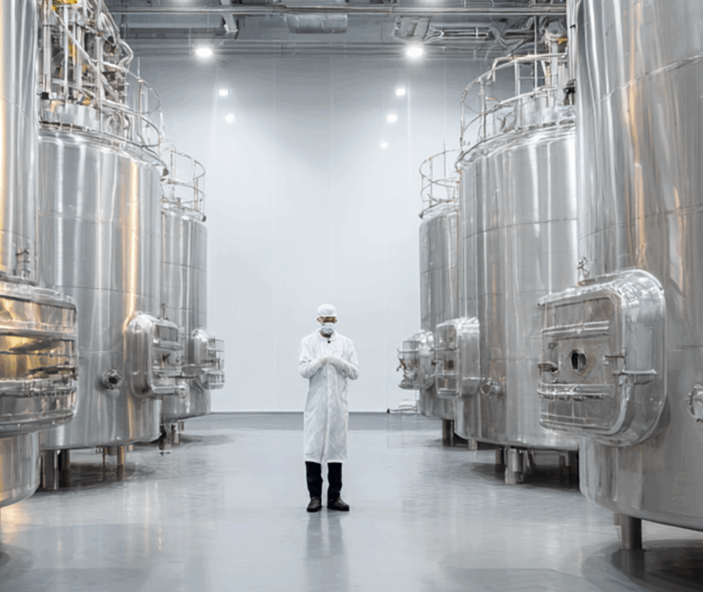 Portrait of an industrial pastry chef using plant-based solutions in large-scale production